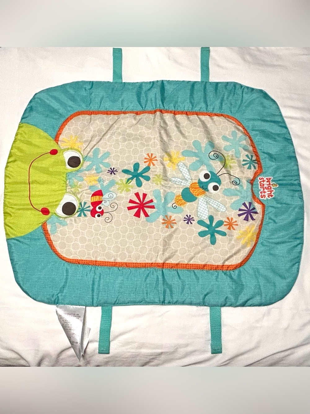 Bright Starts Easy Breezy Activity Baby Play Mat Teal Frog & Bugs - MAT ONLY